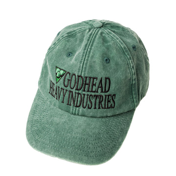 Washed green cap with Godhead Heavy Industries embroidery from Cruelty Squad